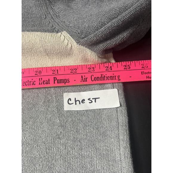 Eddie Bauer Striped Mens Sweater XL Gray Ivory 1/4 Zip Mock Neck Pullover Dad‎ - Picture 5 of 8